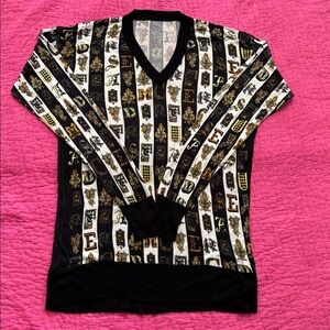 Versace Black and Gold Knit  silk Pullover, L